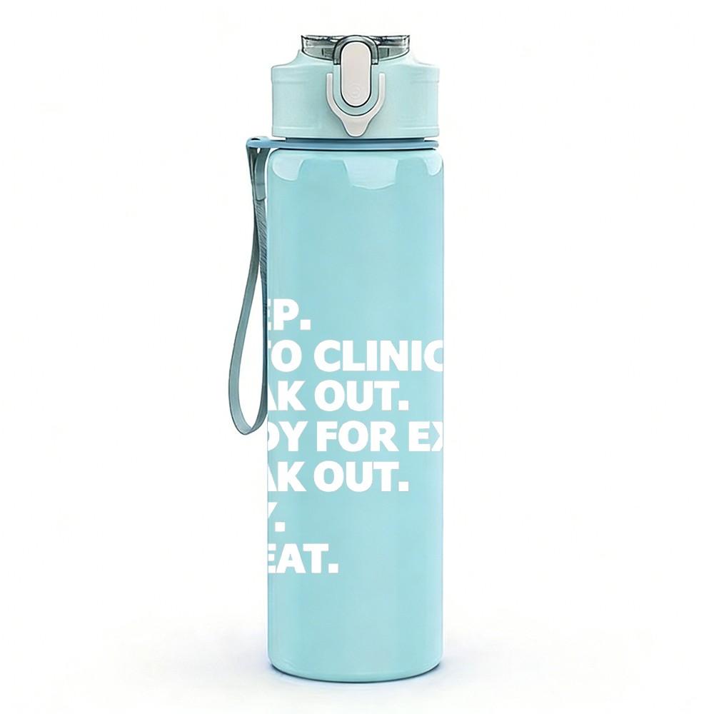 1PC Minimal Light Tone Text Slogan Print 750ml Color Plastic Sports Water Bottle Leakproof Flip Straw Lid Suitable for Sports Office Home Use