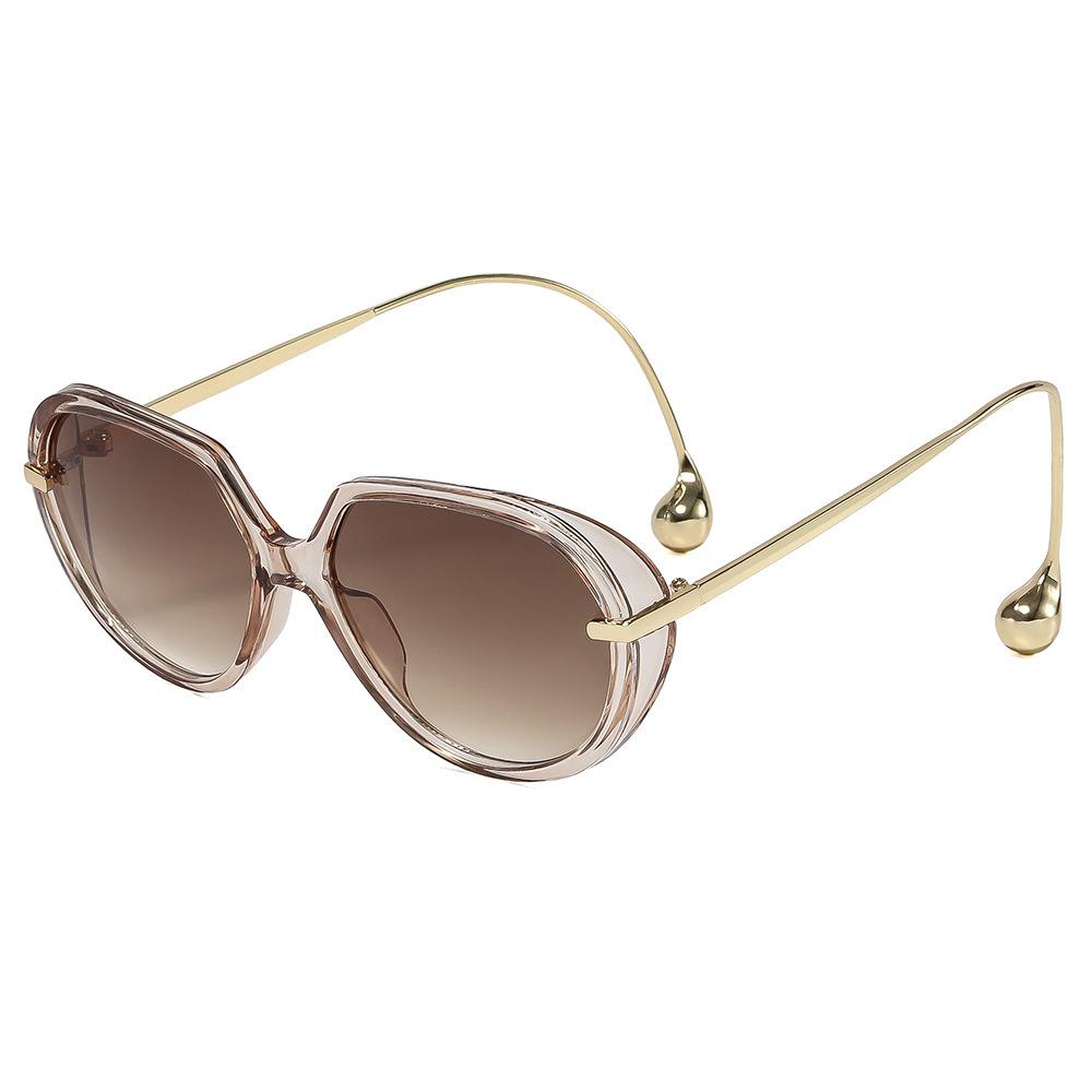 European and American personalized pilot steel ball earrings women's sunglasses advanced sense large frame sunglasses s