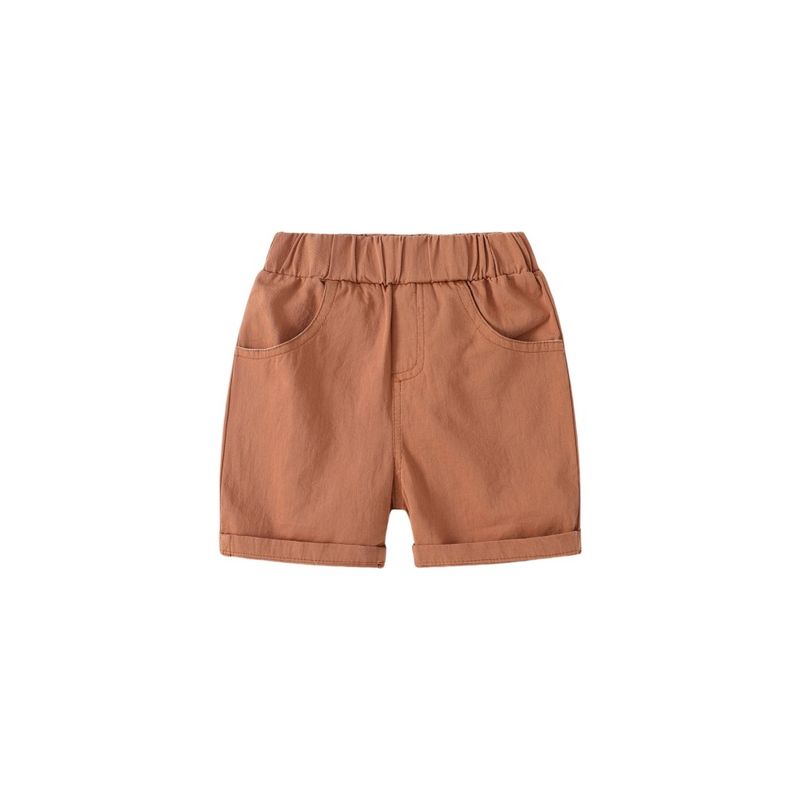 Summer Boys' Casual Blue Label Shorts Plaid Cotton and Linen Kids Fifth Pants Middle Pants Children Mid Waist Casual Casual Pants