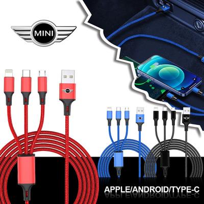 3-in-1 Car Multi-port Fast Charging Mobile Phone Charging Cable For MINI Cooper R56 Fridge 323 R56 F56 50 60 53 F56 Countryman