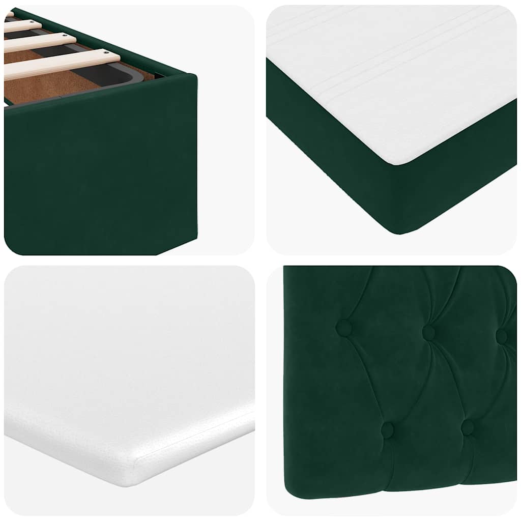 Ottoman Bed with Mattress Dark Green 160x200 Cm Velvet
