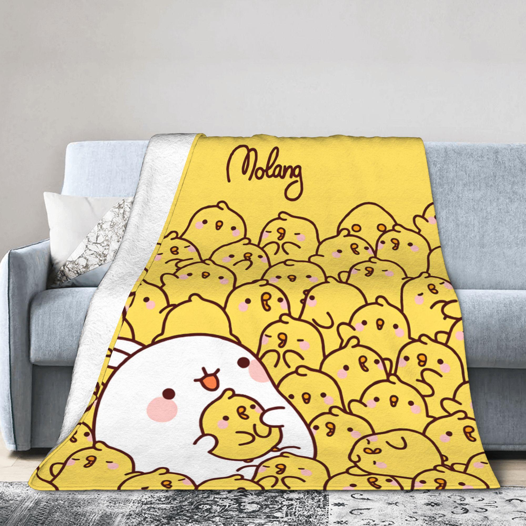 

Molang Funny Cartoon Flannel Blanket Winter Super Warm Throw Blanket for Students Bedroom Novelty Bedspread Sofa Bed Cover 75x90cm