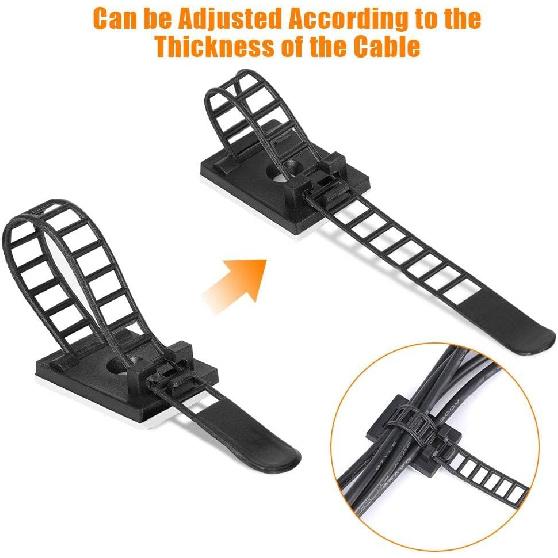 50 Packs Zip Tie Adhesive Mounts - Self-Adhesive Cable Clips Fasteners Cable Wire Clips - Cable Straps Tie Clamp Organizer - Cable Clamp Base Holders