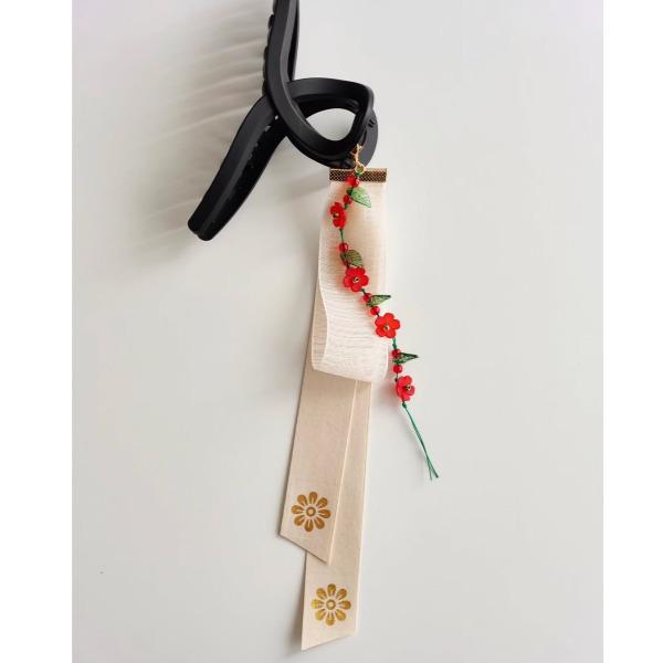 Korean traditional Spring Flower Gold Foil Danggi Hair Claw Clip, Detachable