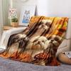 Puppy Print Flannel Blanket, High quality Comfortable for All Seasons, Home Decor, Warmth and Comfort, Perfect for Christmas Gifts