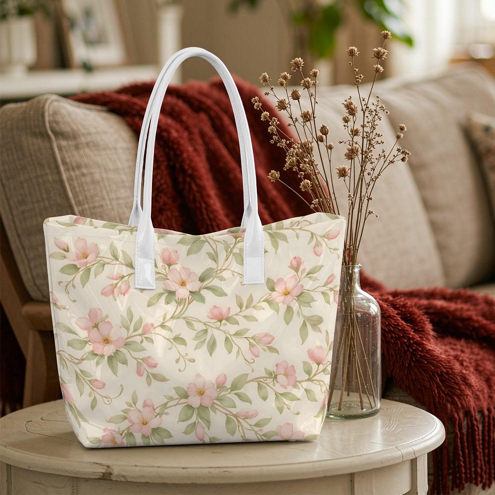 Elegant Floral Tote Bag for Daily Shopping Commute Travel Use