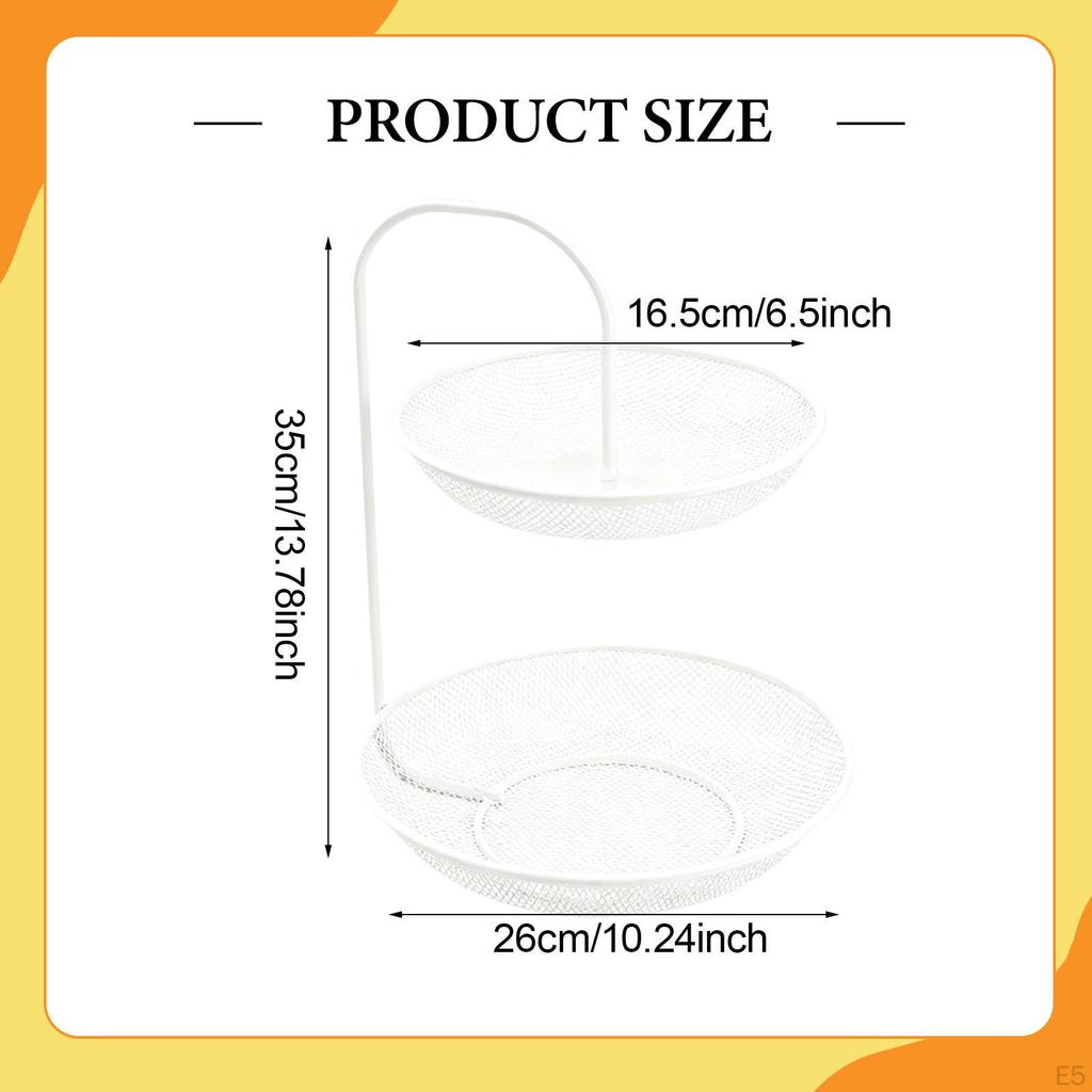 2-Tier Fruit Basket, Home Decor, Metal Wire, Non-Slip, Vegetable Mesh Bowl