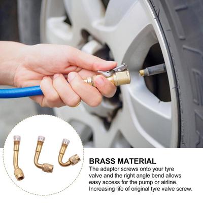 Przedłużka zaworu opony, 45 90 135 Wielokątny Mosiężny Adapter Przedłużki Trzonka Zaworu Opony, Uniwersalne Przedłużki Dyszy Pompki do Opon
