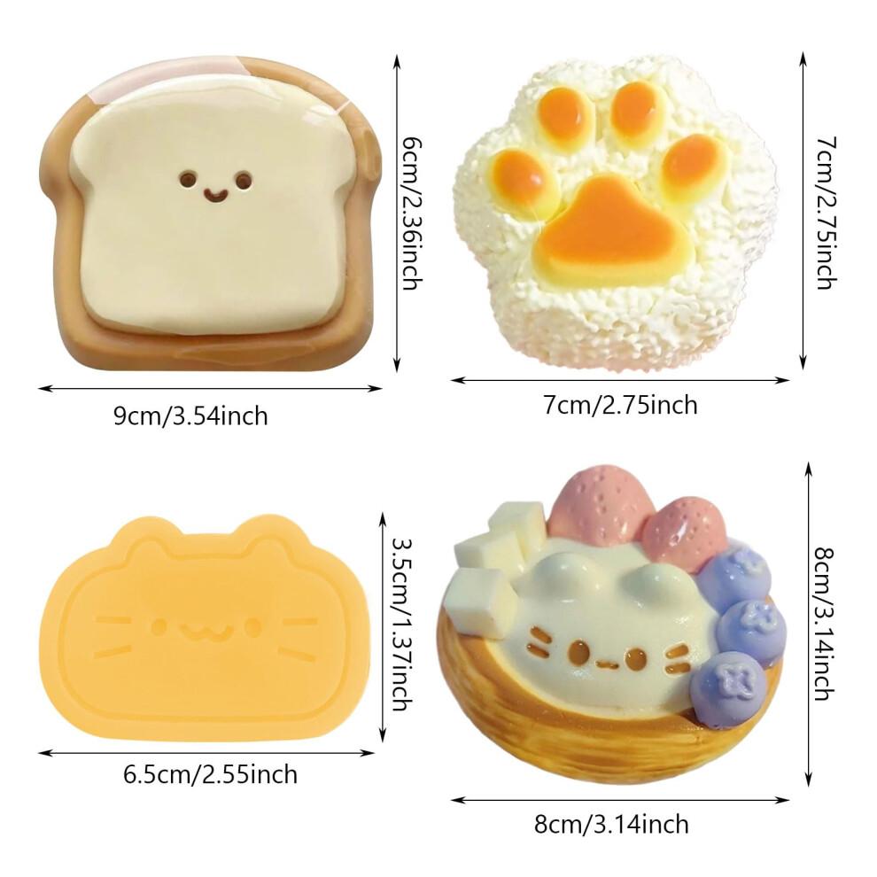 SSKHE 4Pcs Taba Squishy Set,Strawberry + Hamster + Cat Paw + Hamster+ Oreo , Fufu Squishy Squeeze Toy Squishes Kit for Stress Relief Sensory Play Fid