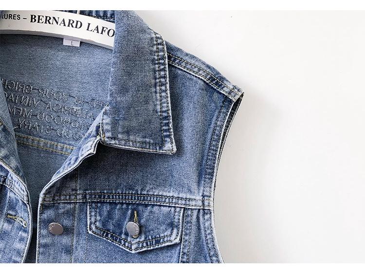 Trendy European-Style Embroidered Denim Vest for Women - Versatile Sleeveless Jacket, Short Style for Spring and Autumn 2025