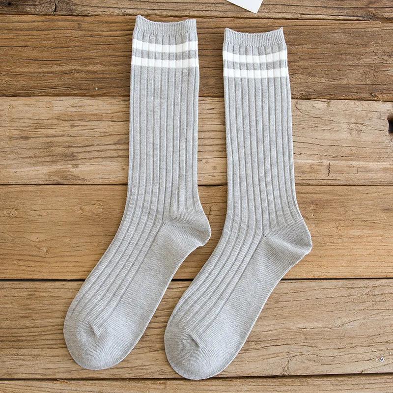 College Style Striped Women Socks Solid Black White Long Sock For Women Japanese Kawaii Cute Harajuku Vintage Streetwear Leg Sox