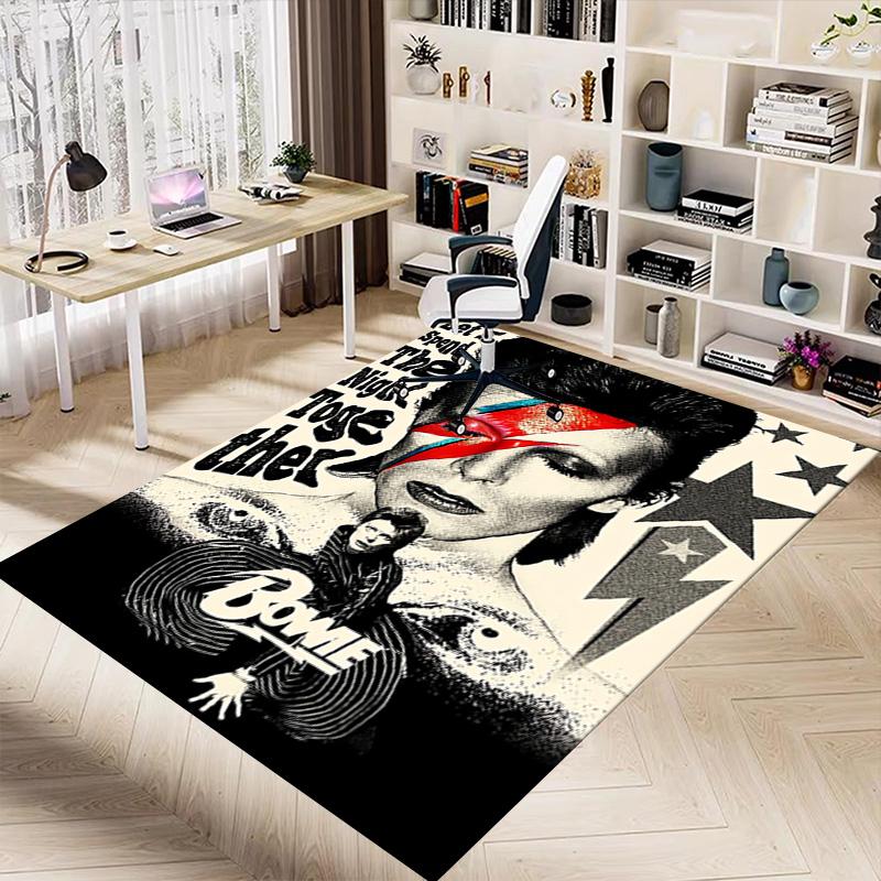 David Bowie Poster Carpet For Playroom Bedroom Living Room Sofa Home Decorkids Game Area Rug Nonslip Floor Mat