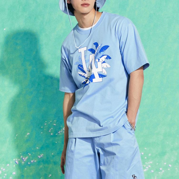 New MLB Set In Sleeve T Shirt Unisex Light Blue 3ATS62023-07BLL