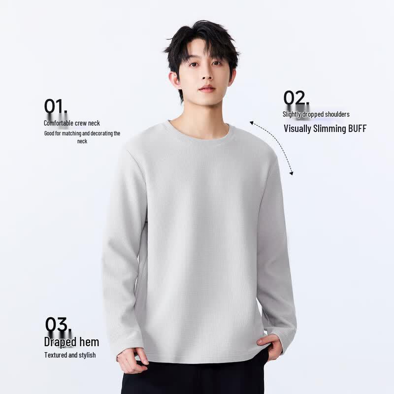 MINISO Men's Waffle Knit Long Sleeve T-Shirt