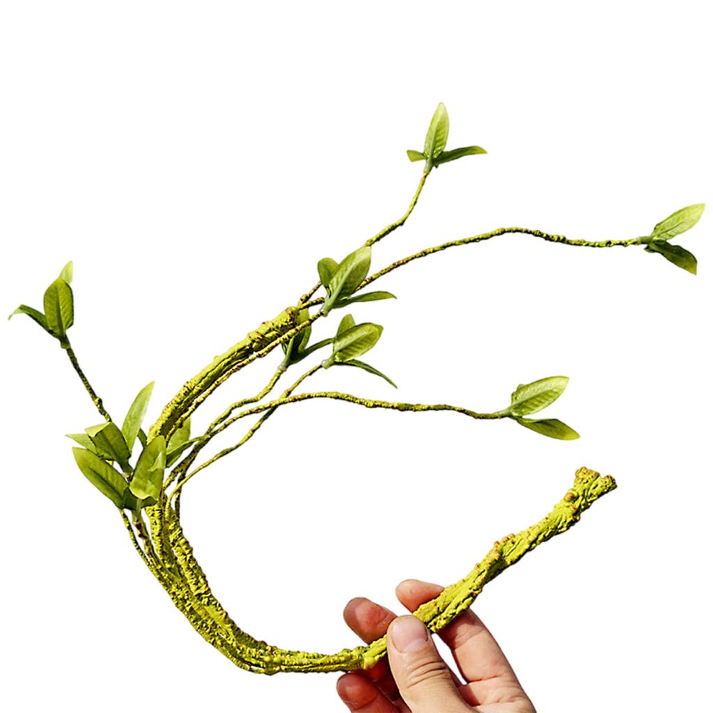 Reptilien Pflanzenversteck Liane Ast Blätter Terrarium Dschungel Lebensraum für Echsen Geckos Schlange Dekorative Kunstpflanze