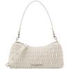 Elegant Niche Design Pleated Armpit Bag Mixed Material Shoulder Bag Medium Size Women's Milk White