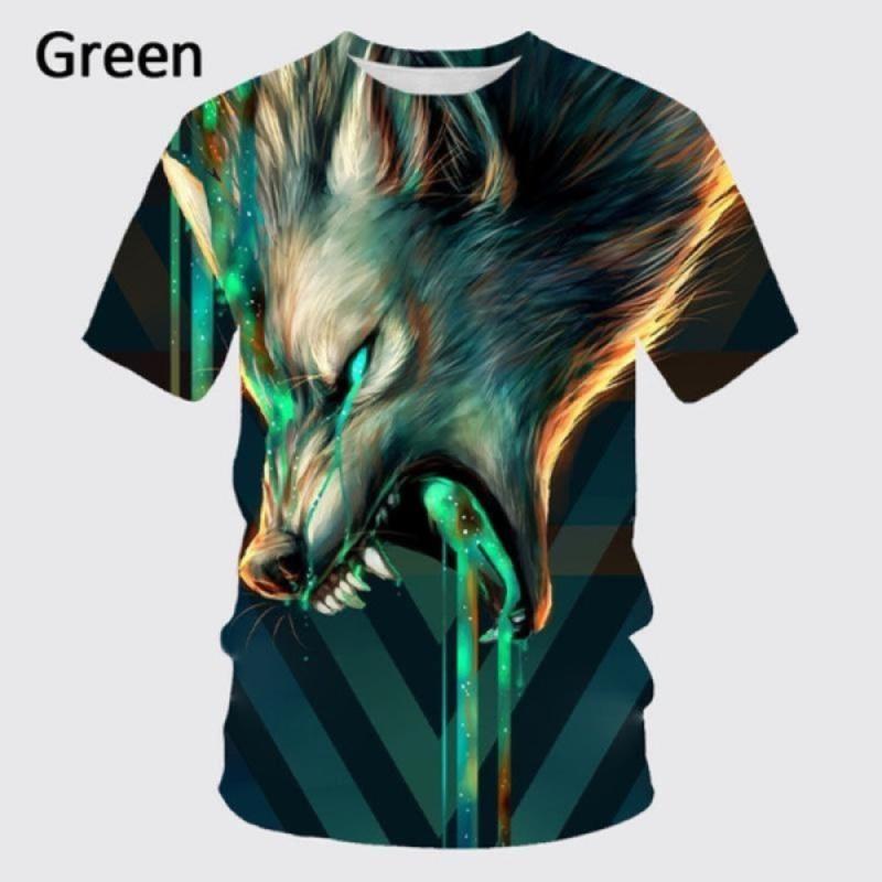 Summer Fantasy New Design Wolf 3D Printing Men's Round Neck New Short-sleeved T-shirt