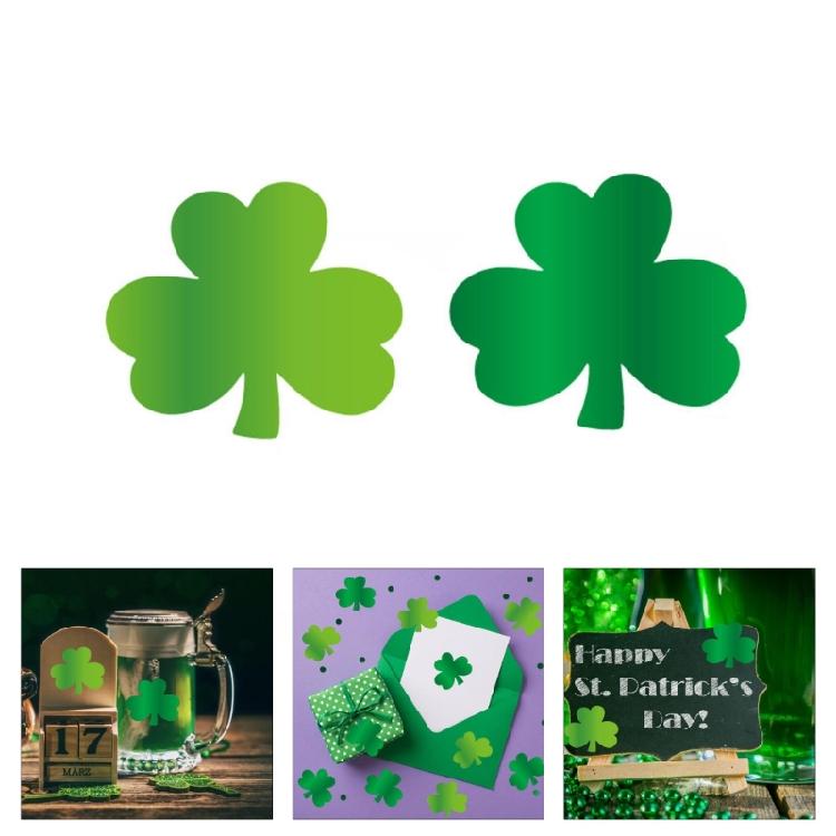 Balení 50 ks rostlinných samolepek na Den svatého Patrika, samolepka se čtyřlístkem, textura papíru, nástěnná samolepka, vhodné pro irské party dekorace