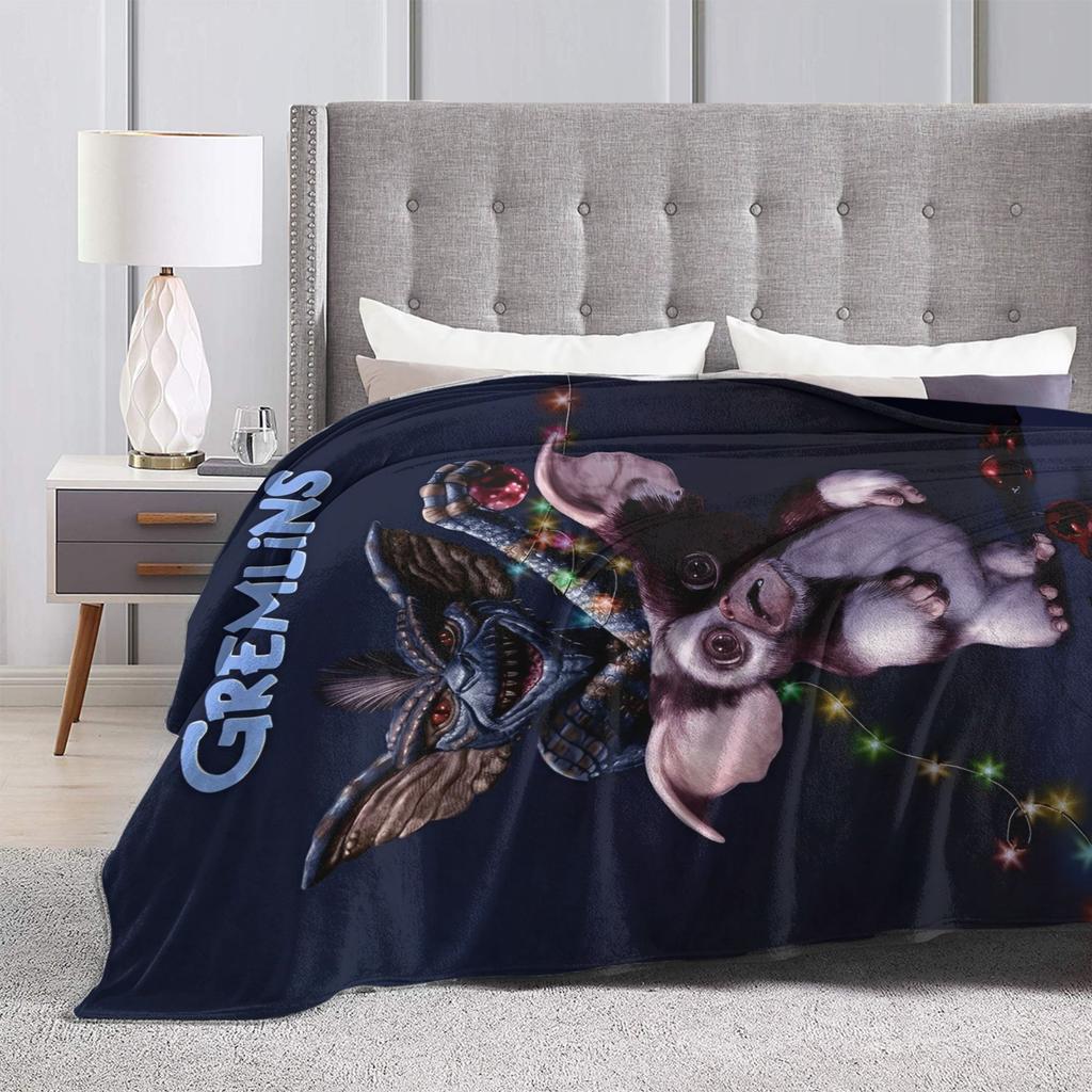 Gizmo Mogwai Monster Gremlins  Warm Soft Blankets  Travel Plush Throw Blanket Print Couch Chair Flannel Bedspread Sofa Bed Cover