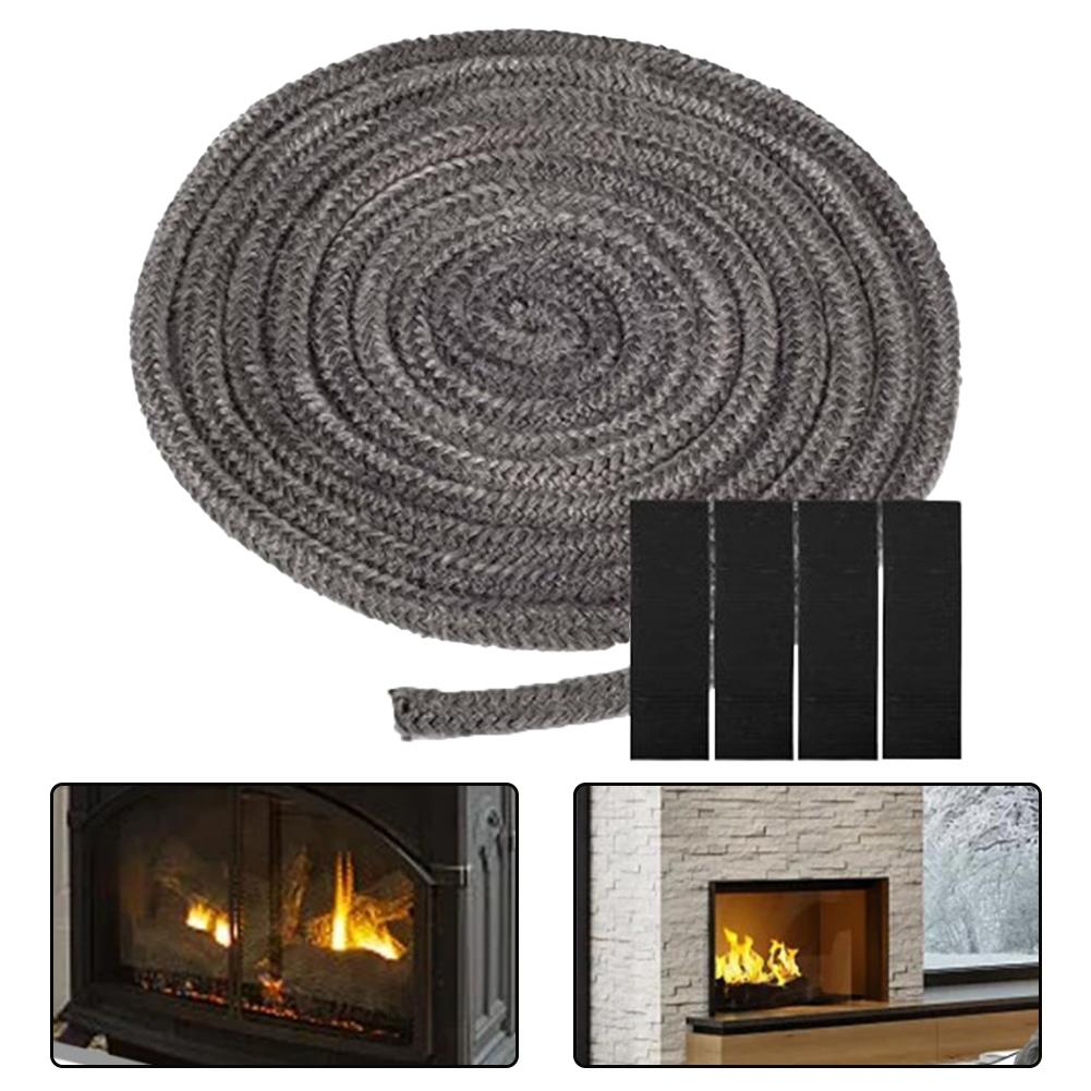 10/25mm Fireplace Sealing Rope Wood Burning Stove Door Self-Adhesive Fiberglass Sealing Cord Replacement Black Gasket Tape