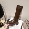 Brown boots women's new autumn and winter small looking thin thick soles but knee boots tall knight boots