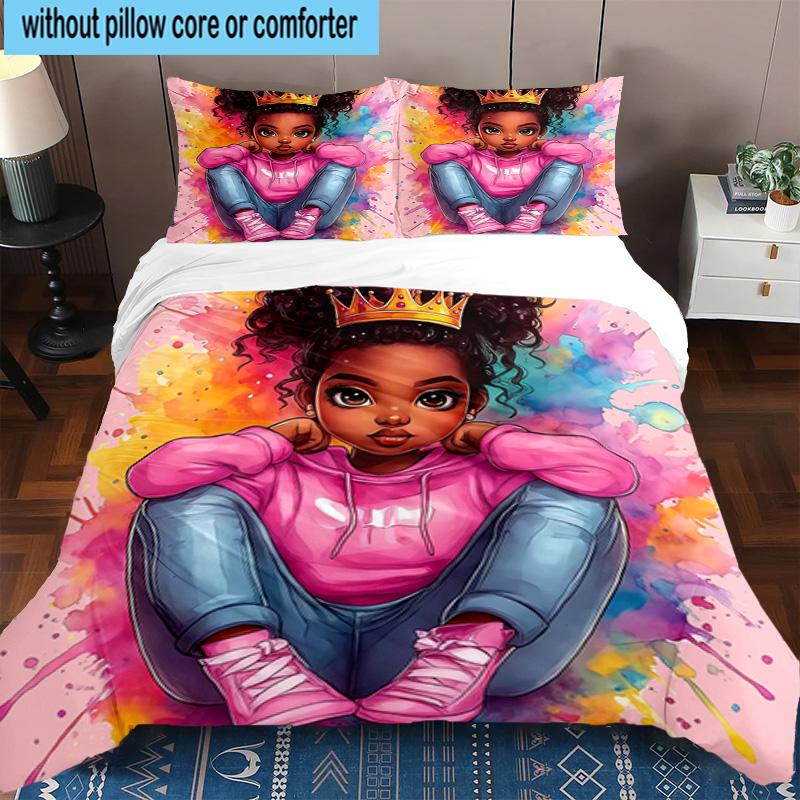 3PCS Black Princess Magic Celebration 3pcs Bedding,Including 3PCS Duvet Cover And 2pcs Pillowcases Perfect for Christmas,Ideal for Bedroom, Dormitory