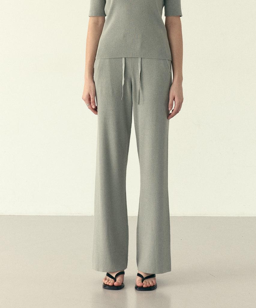 210EDIT Women'S Ribbed Semi-Wide Knit Pants - 3 Colors [Zg2Sp540]