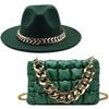Hat For Women Autumn Winter New Party Jazz Fedora Hats With Fashion Luxury Oversized Chain Accessory Bag Two-piece Set