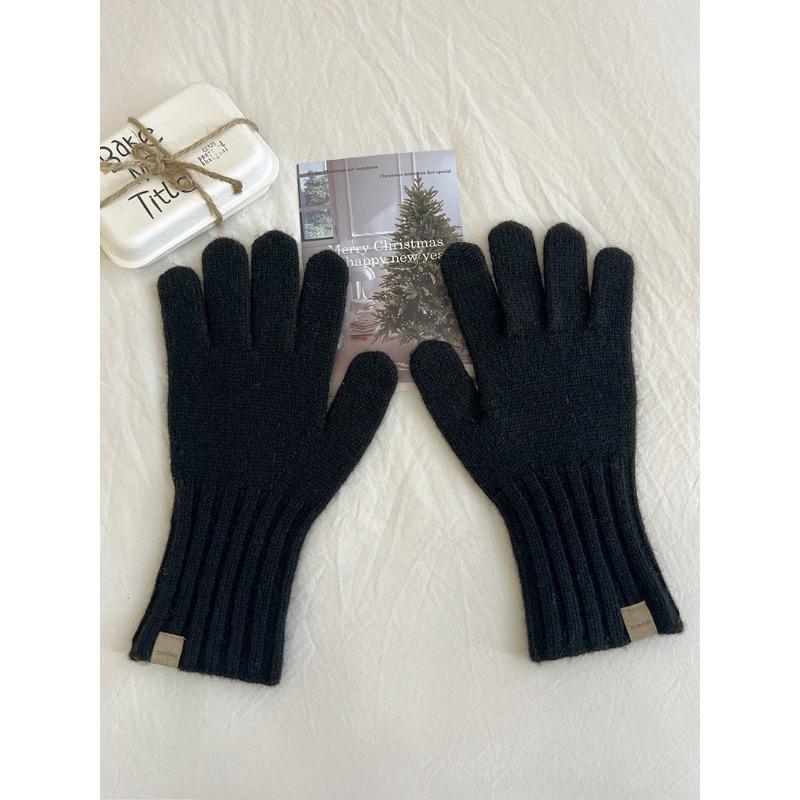 Wool 100ool pure wool scarf gloves two-piece set knitted autumn and winter warm solid color scarf couple