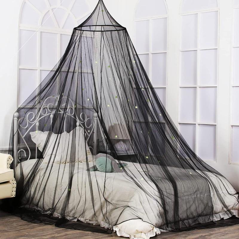 Glow-in-the-dark Star Canopy Mosquito Net Foldable No-Install Bed Curtain