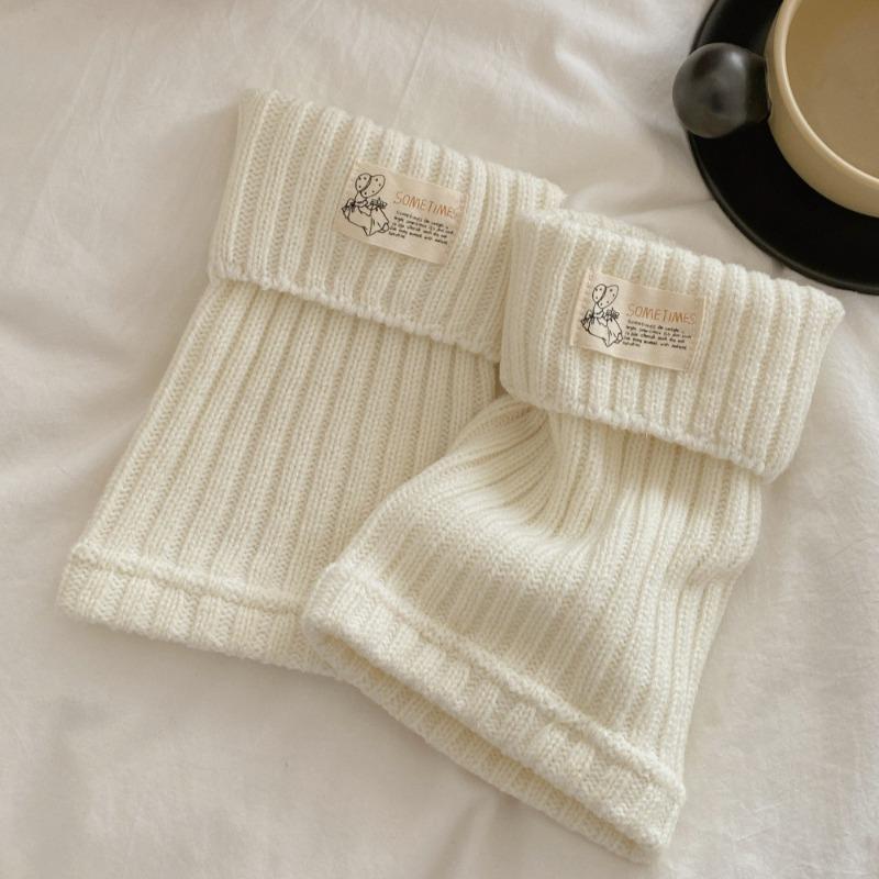 Einfarbige Beinstulpen mit Bündchen für Millennial-Mädchen, Coole gestrickte Plüschsocken-Abdeckungen, Stoffetikett Kurze Socken-Abdeckungen