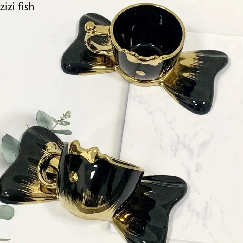 Creative Bow Shaped Coffee Cup Water Cup Couple Cups Tea Mug Coffee Mug Breakfast Cups Dessert Dish Drinkware Beverage Mugs