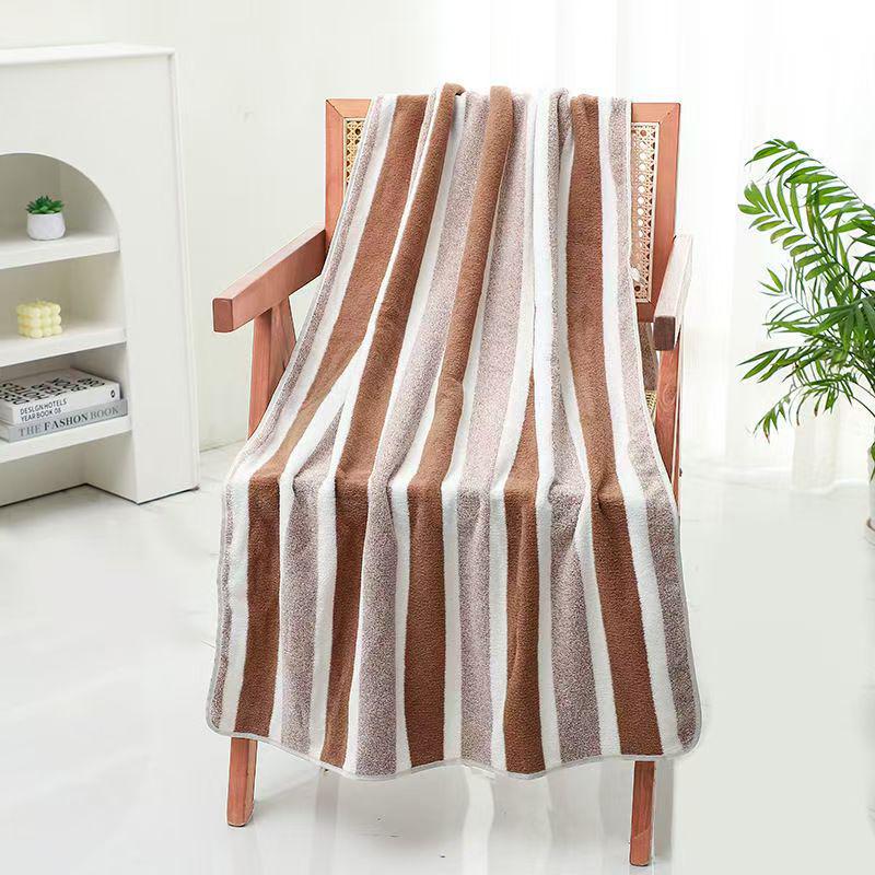 

Мягкий, Впитывающий Набор Банных Полотенец из Кораллового Флиса с Широкими Цветными Полосами 35*75 cm Towel кофейный