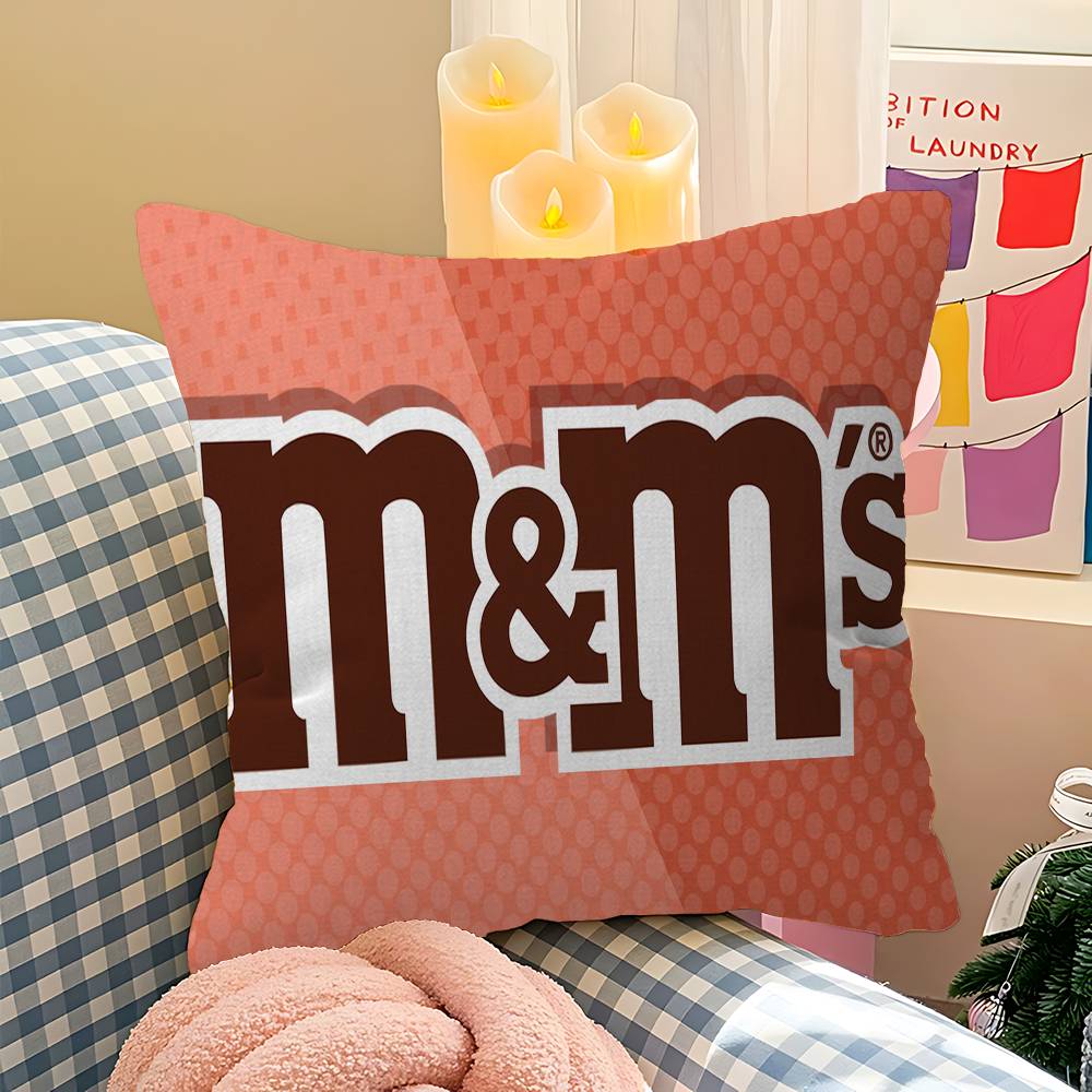 Cartoon MMS CChocolate Decorative Room Aesthetics Pillow Case Home Decor Bedroom Sofa Bed Couch Pillow Cover x