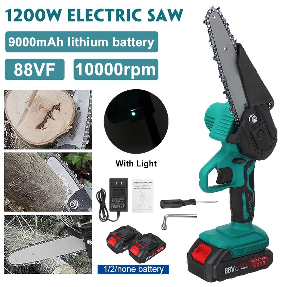 6 Inches 1200W 88Vf Electric Saw Pruning Chain Saw Garden Tree Logging Saw Woodworking Tools Wood Cutter for 18V Battery