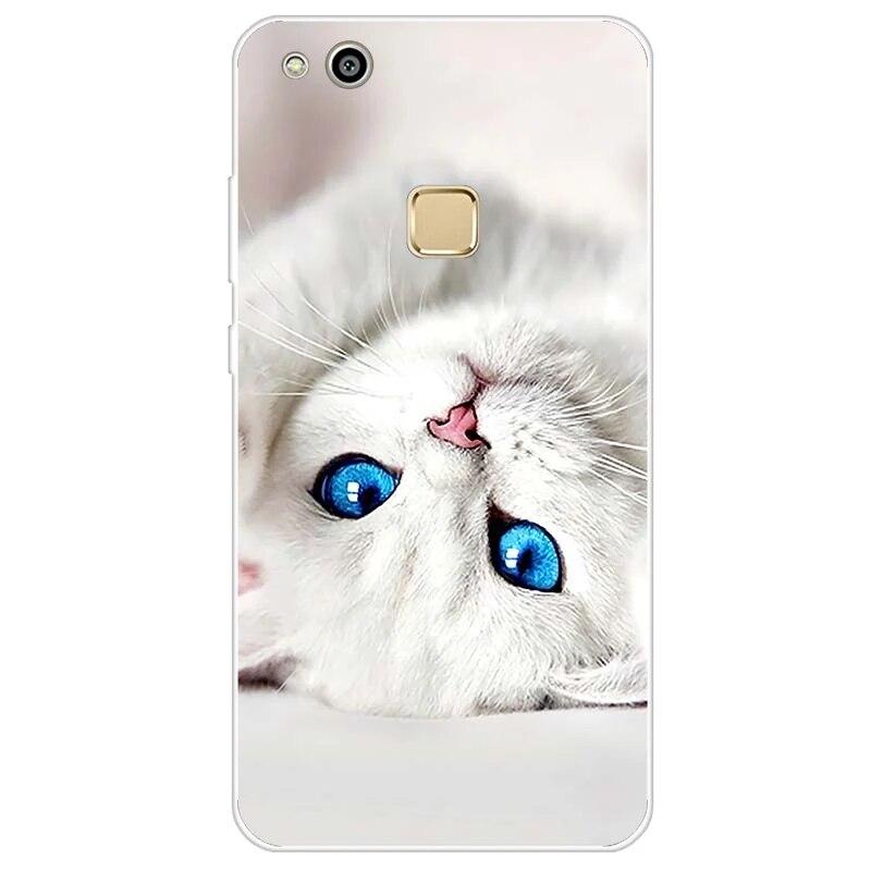 

Для Huawei P10 lite силиконовый чехол для Huawei P10 Мягкая задняя крышка из ТПУ с милым мультяшным котом и цветком, чехлы для телефонов Coque Etui Huawei P10 Lite