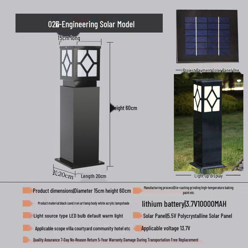 Solar-Powered Waterproof Lawn Light for Outdoor Garden or Villa