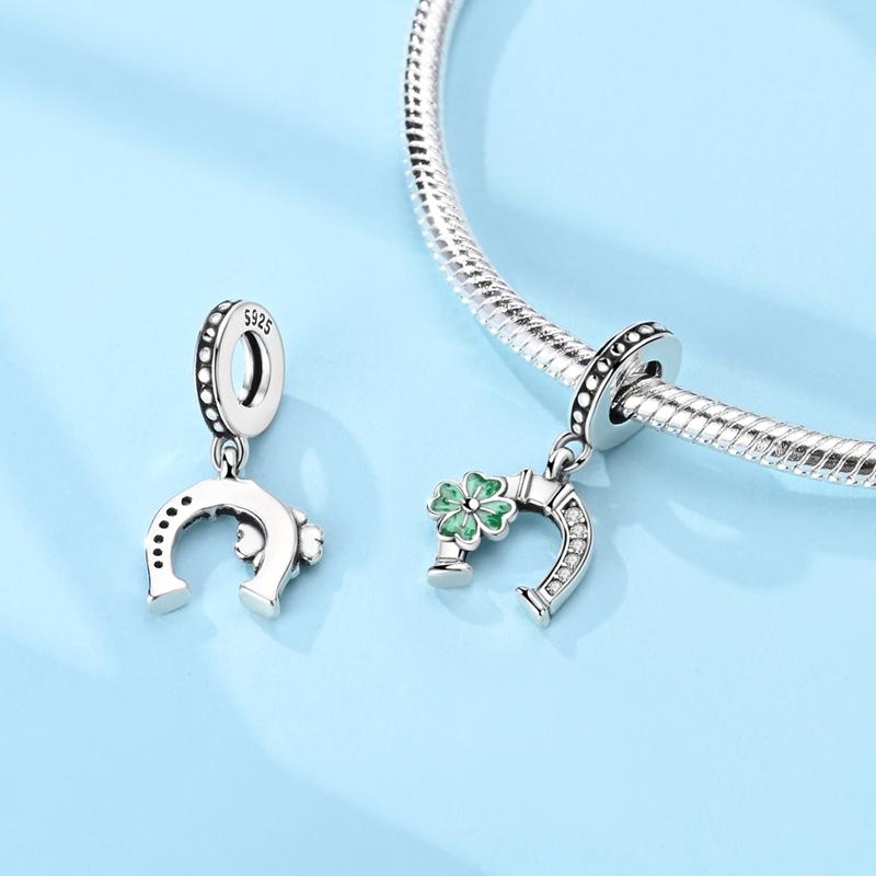 copper Shamrock and Horseshoe Pendant Charm Bead Charms Bead Charms Jewellery Compatible With Authentic Bracelets Necklaces Ideal For Women Do It Your