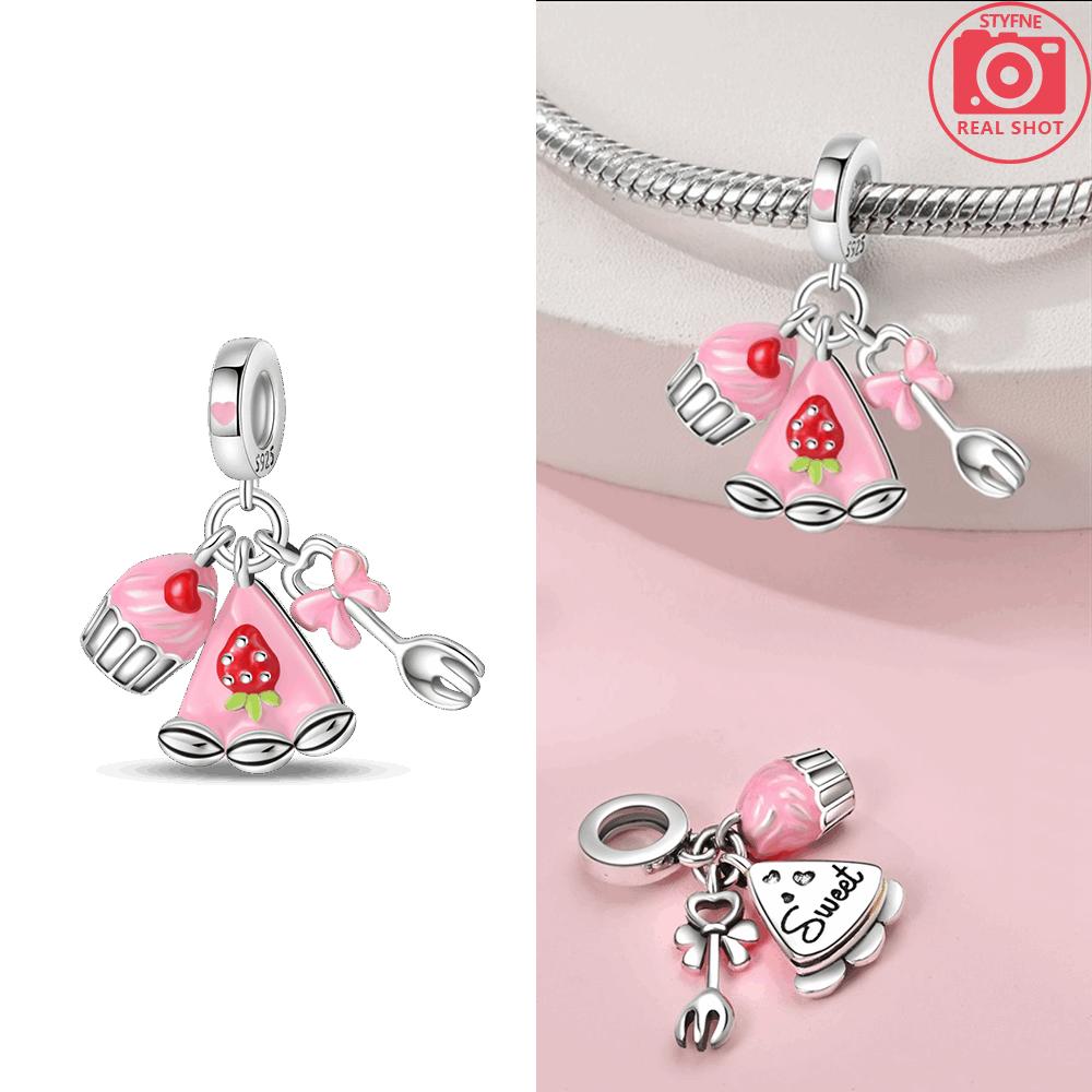 Exquisite Original Copper Strawberry Cherry Apple Avocado Fruit Charms Bead Fit Diy Bracelet Birthday Jewelry Fine Gift