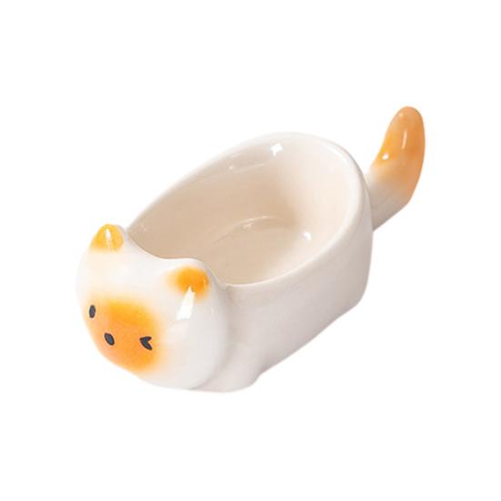 Soy Sauce Dish Cat-Shaped Mini Dipping Bowl Cute Ceramic Plate for Oil Salt Vinegar Sushi Butter Chili Jam Condiments Appetizers