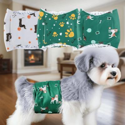 Mode Niedliche Hundepfotenabdruck Männliche Hundewindeln Hundewindel Wiederverwendbar Waschbar Bauchbänder Hunde Windeln Männliche Hunde Wickel