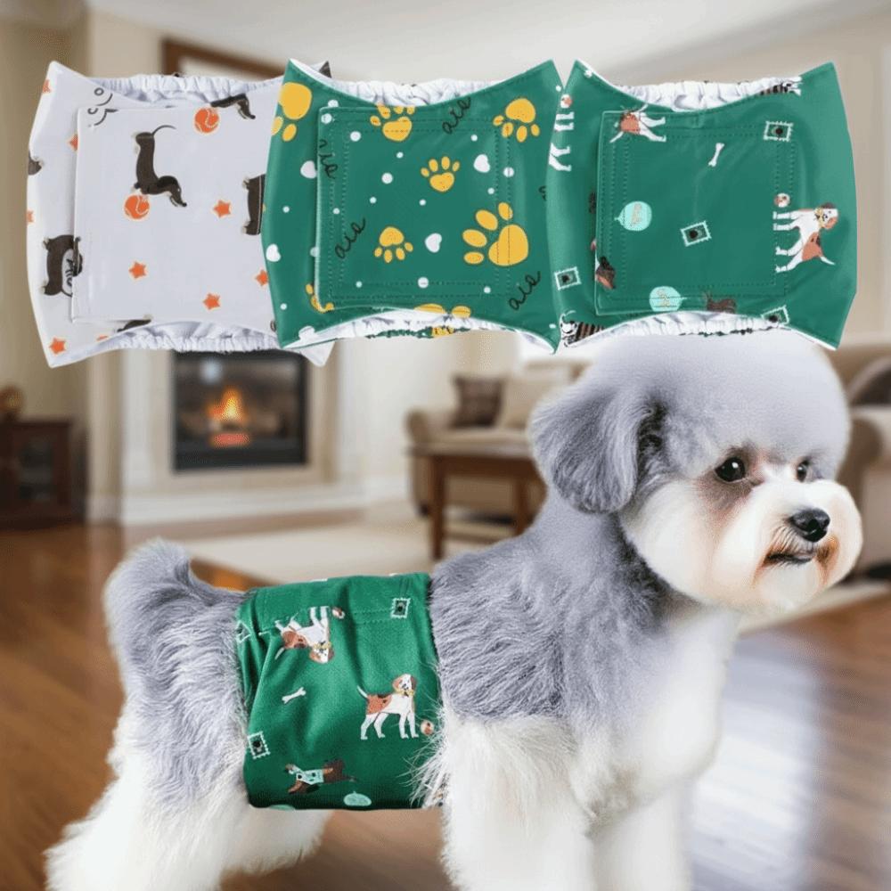 Portable Cute Dog Paw Print Male Dog Diapers Dog Diaper Doggie Diapers Washable Belly Bands Reusable Male Dogs Wraps