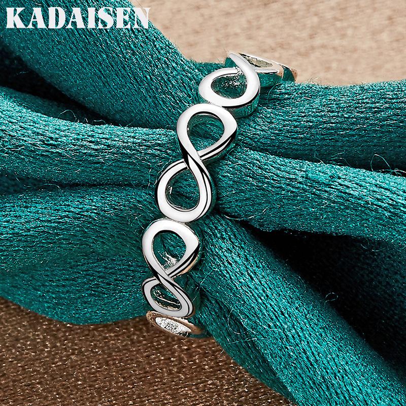 925 Sterling Silver 8 Words 7-10# Ring for Women Wedding Charm Engagement Fashion Jewelry
