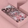 Cherry Blossom For Apple Pattern Pink Metal Paint Tempered Glass Case For iPhone 17 16 15 14 13 12 Pro Max Plus 16E 17Air Cover