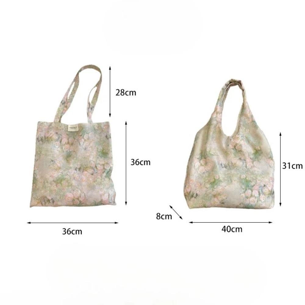Retro Large Capacity Rose Flower Pattern Tote Bag Travel Portable Organizer Storage Bag Women Girls Sweet Shoulder Bag Gift