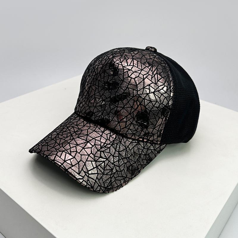 New Unisex Irregular Pattern Sequin Versatile Fashion Retro Baseball Hats Travel Breathable Personal Sunshade Outdoor Mesh Caps