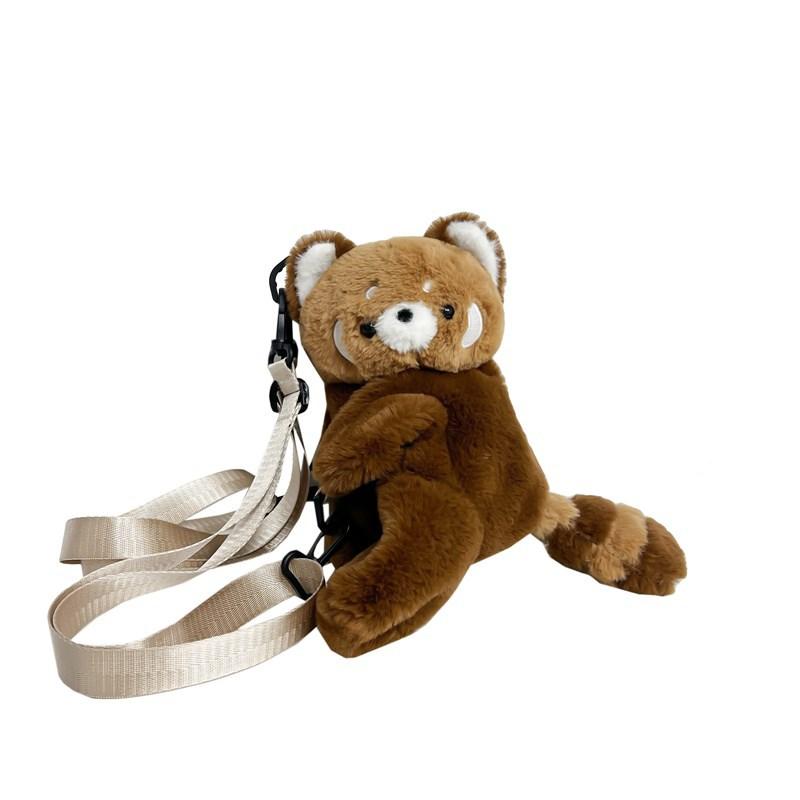 Internet Celebrity Raccoon Plush Shoulder Bag Fashion Bag Female Cartoon Cute Small Fresh Casual Messenger Bag