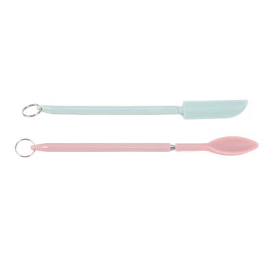 2PCS Mini Silicone Spatula Set Food Grade Stainless Steel Retractable Jar Scraper for Kitchen