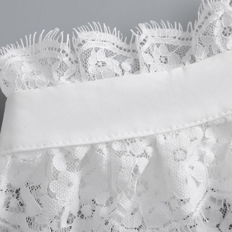 Women Faux Collar Eyelash Flower Lace Detachable Blouse Collar Necklace with False Sleeves Cuffs Set Clothing Accessory