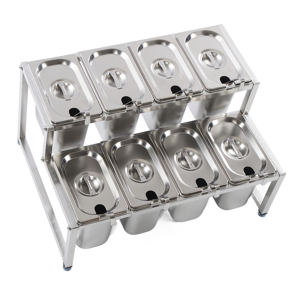 Telescopic Condiment Dispenser Dual Layers Stainless Steel Jam Pot Rack for Milk T Shop Household